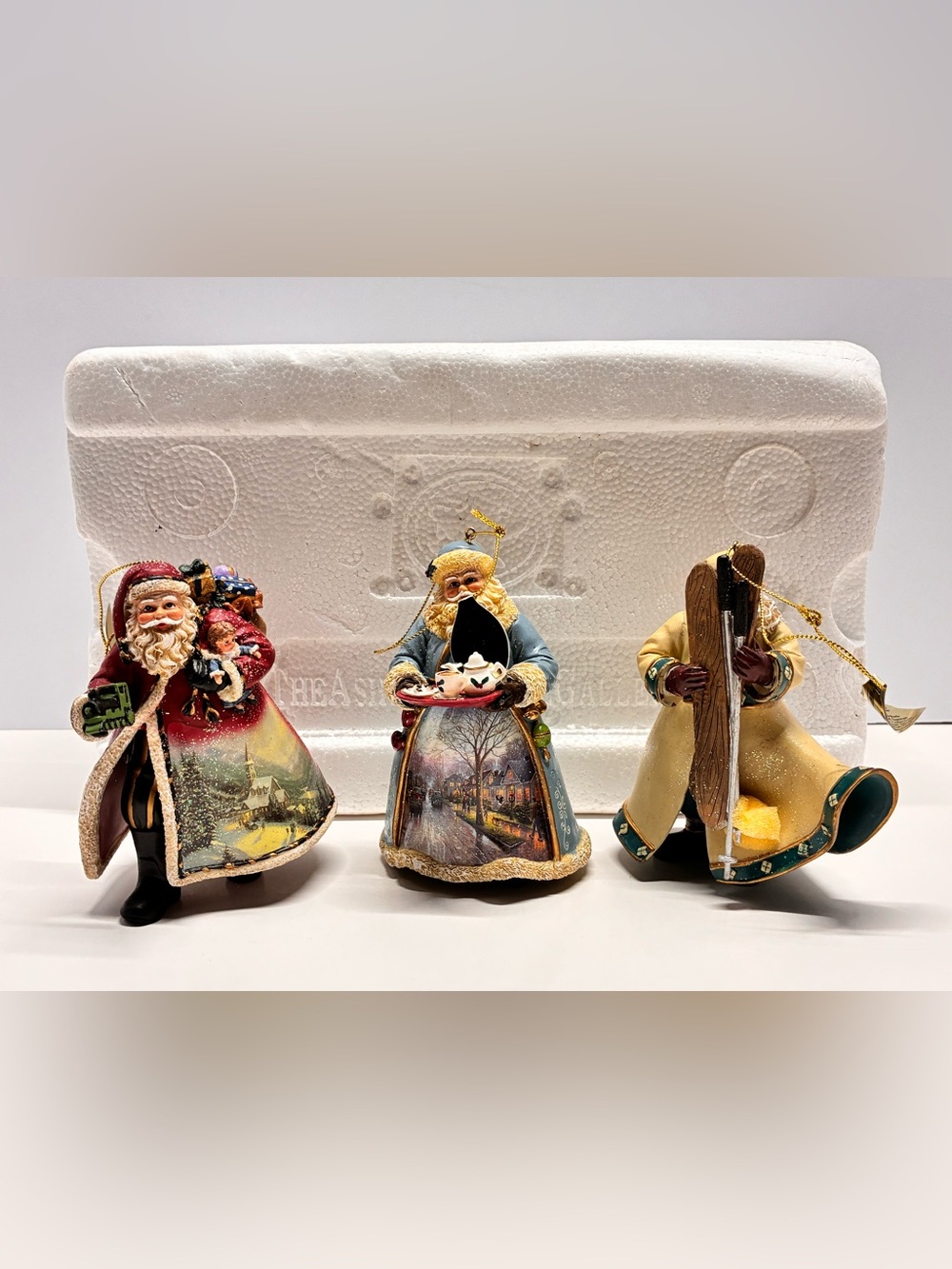 Thomas Kinkade Old World Santa Ornament Set #9 Ashton Drake NWT & COA